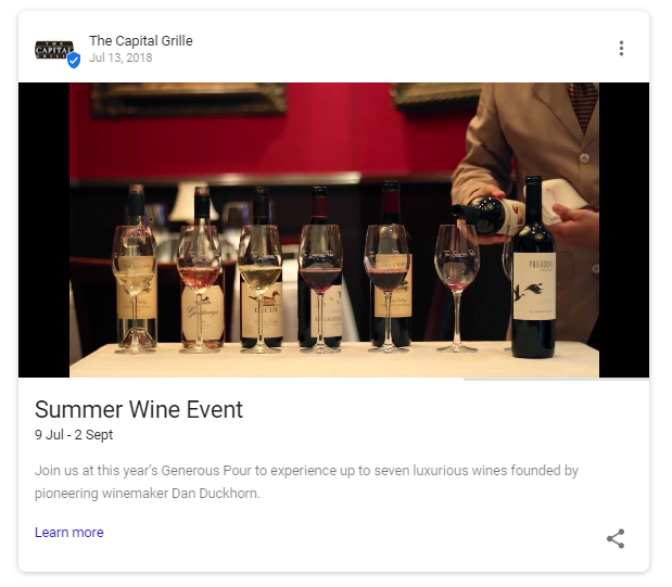 google my business post ideas - capital grille