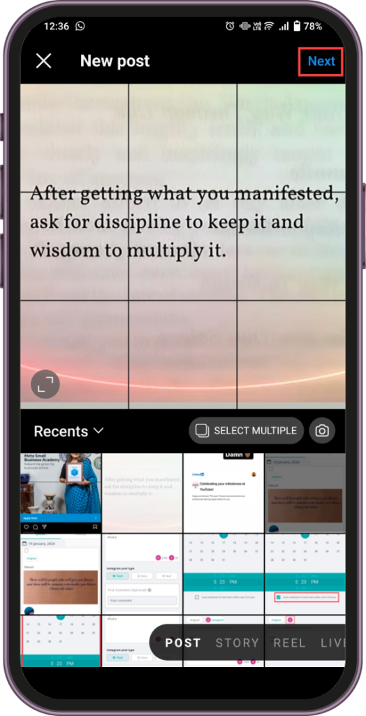 Choose photo and tap on next.
