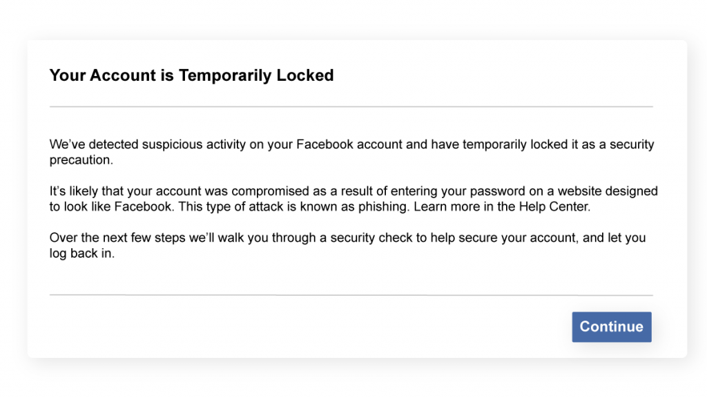 what is facebook jail message