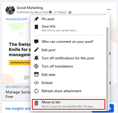 select move to bin